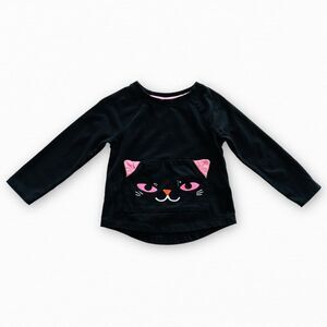 Cat & Jack Toddler Girl Long Sleeves Halloween Black Cat Tee